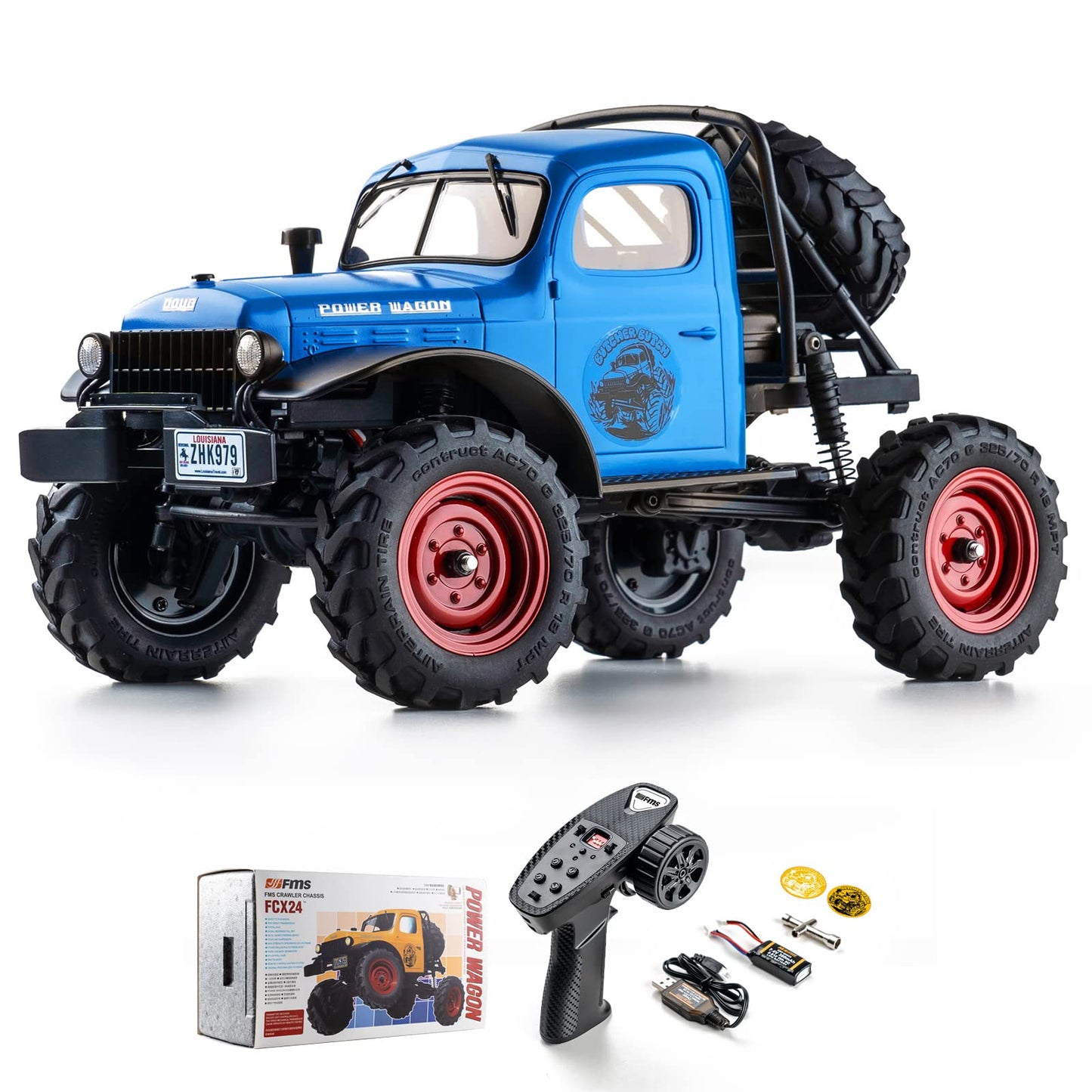 EAZYRC x FMS FCX 1/24 RC Semi Truck RTR, 4x4 RC Crawler for Sandland Desert Dirt Road for Men Boys with Battery, LED Light,Trans