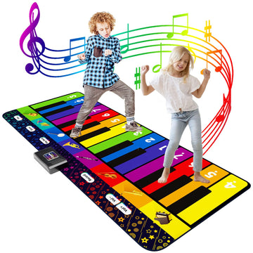Sunlin 6 Ft. Floor Piano Mat For Kids & Toddlers, Giant Piano Mat, 24 Keys, 10 Built In Songs, 8 Instrument Sounds, Record & Playback, Song Booklet, Musical Toy Gift For Boys & Girls Age 3 4 5 6 7 8 9