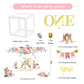 Pycalow First Birthday Decorations Girl - 1St Birthday Baby Girl Decorations Include Balloons Box, Backdrop, Crown, Banner, High