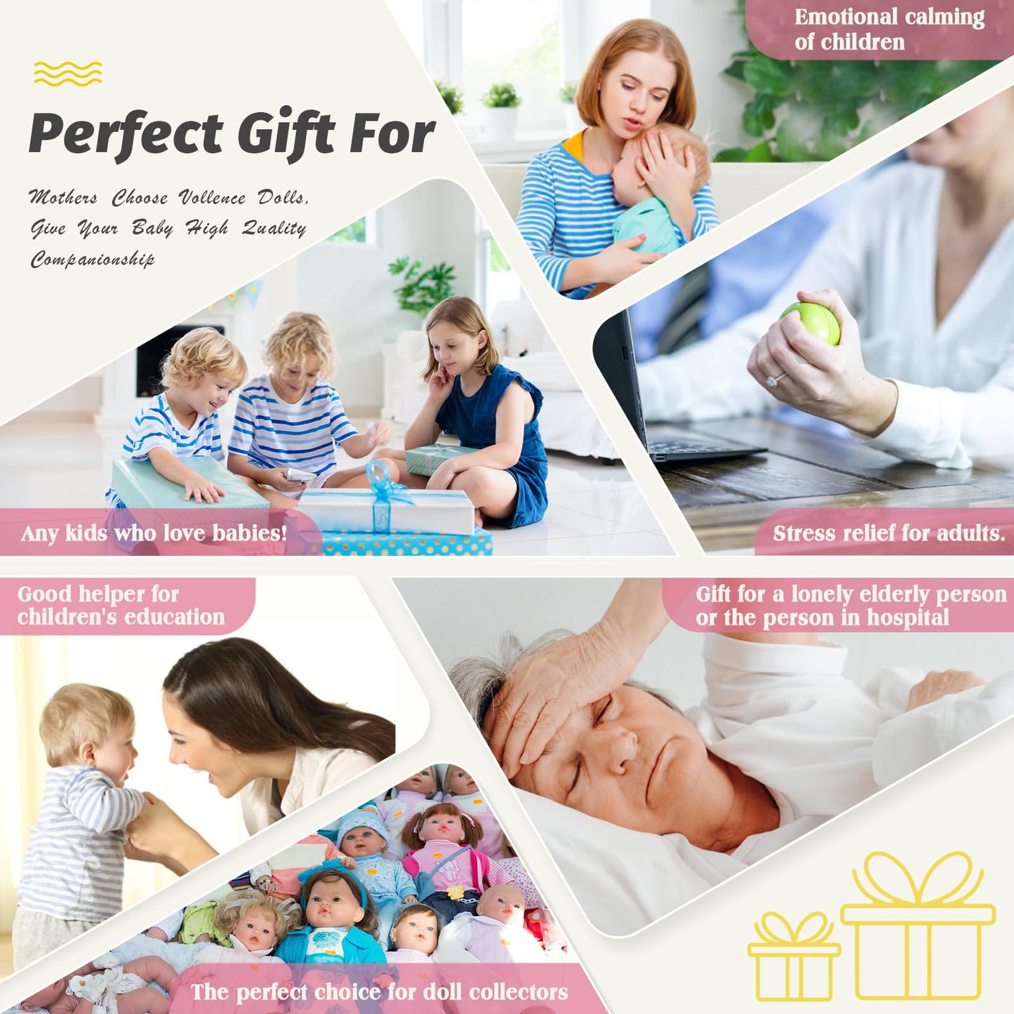 Vollence 14 Inch Sleeping Full Silicone Doll Toddler Girl Eye Closed Anatomically Correct Toys For Kids Toddlers Child Children