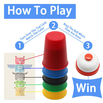 Vinciph Quick Cups Game for Kids - 30 Stacking Cups, 24 Picture Cards, Multicolor, Parent-Child Interactive Fun