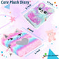 Dicvute 2Pcs Diary With Lock, Gift For 6 7 8 Years Old Girls, Fuzzy Notebook Cute Cat Bear Diary Secret Writing Plush Journal Ch