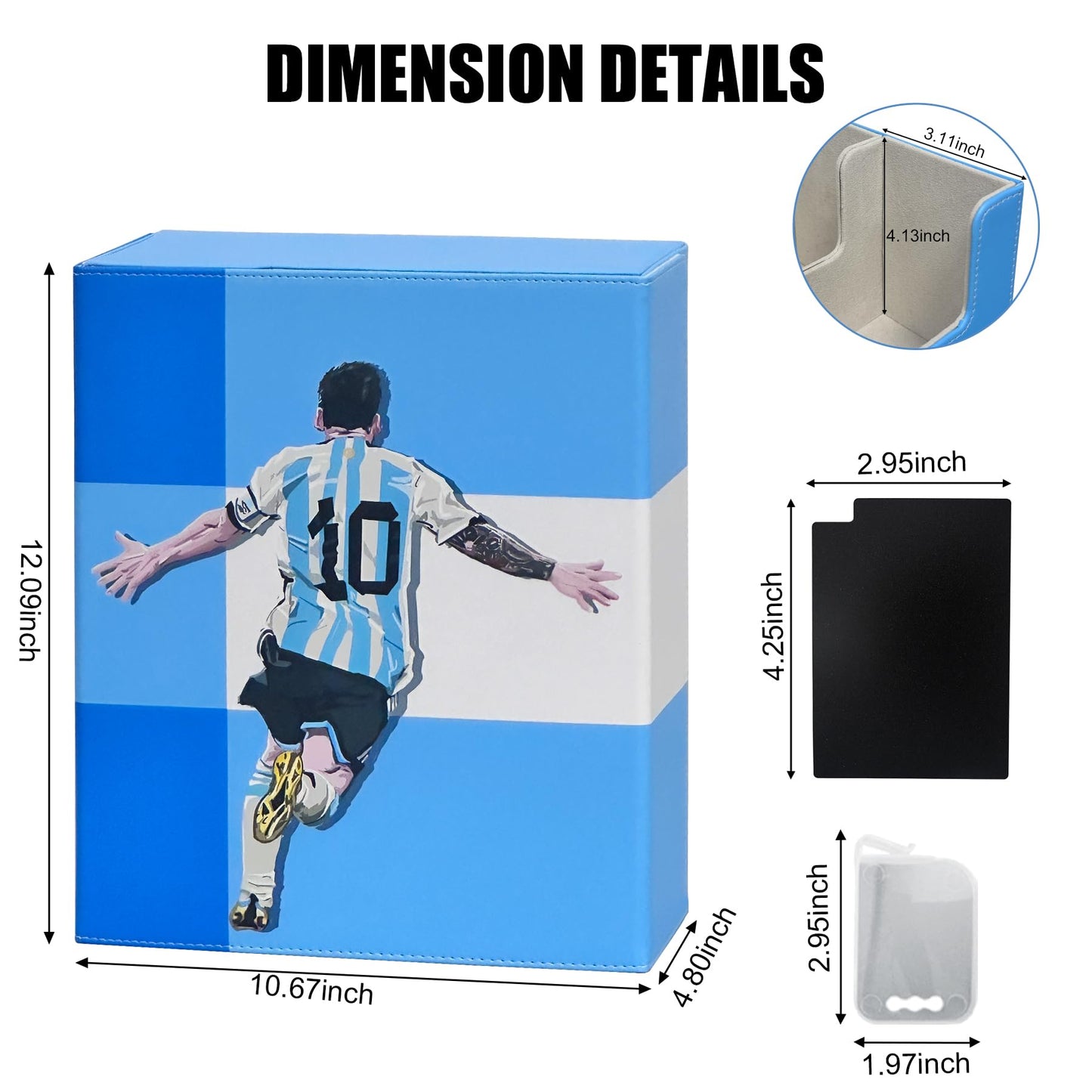 Wtvidas Soccer Card Deck Box For Trading Cards With 4 Supporters,1800+ Tcg Card Storage Box Case With 10 Colorful Dividers,Water