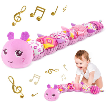 Turkids Infant Baby Musical Stuffed Animal Activity Soft Toys With Multi-Sensory Crinkle, Rattle And Textures For 0-3-6-12 Month