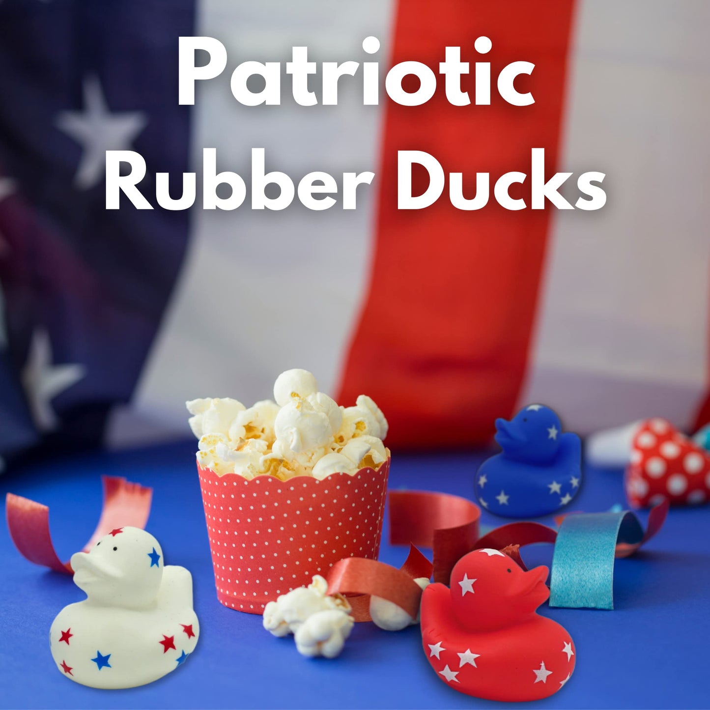 4E'S Novelty Patriotic Rubber Ducks (24 Pack) Bulk 2'' - 4Th Of July Party Favors, Patriotic Party Supplies Gifts Toys For Kids