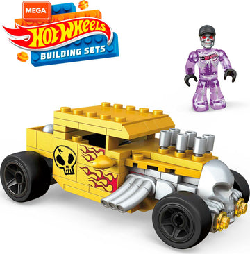 Mega Hot Wheels Bone Shaker Racecar Building Set With 111 Pieces With Micro Figure Driver Figure, Toy Gift Set For Ages 5 And Up