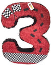 APINATA4U Number Three Race Car Pinata, Red Checkered Flag for First Birthday, Racing Theme Party Supplies, Race Track Decor, Ki