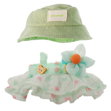GrillGauge 17cm Doll Clothes Set - Green Cotton Blend Skirt & Hat Outfit (LBB-C-01) for 17cm Dolls (No Doll Included)