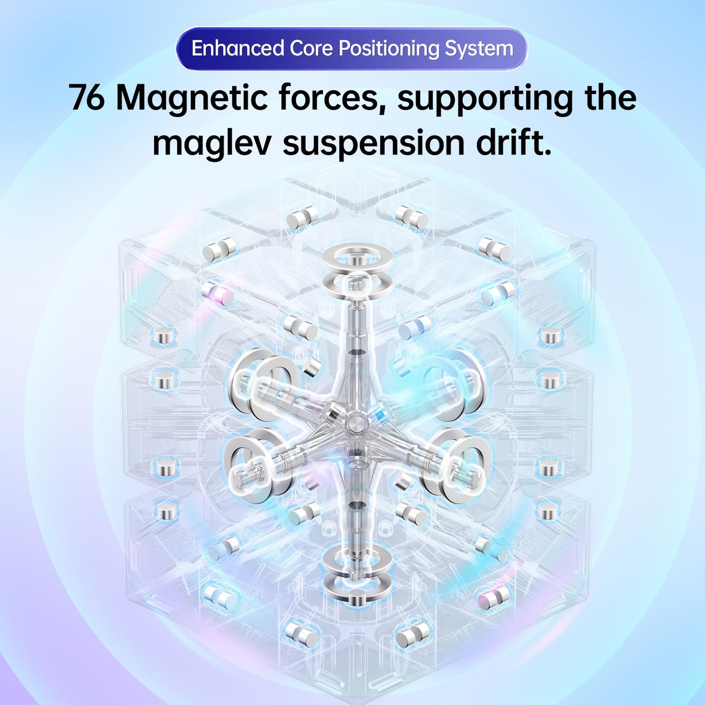 Gan356 Maglev 3X3 Magnetic Speed Cube Stickerless Gans 356M Magic Cubes, Magnetic Levitation Cube, 30°+ Auto-Aligning, 76 Magnets, Numerical Tuning Setting, Frosted Coated