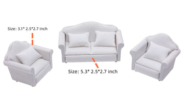 Fateanuki 1 12 Scale Doll House Furnitures 3Pc Sofa Miniature Dollhouse Toy Parlor Bedroom Decoration Accessories