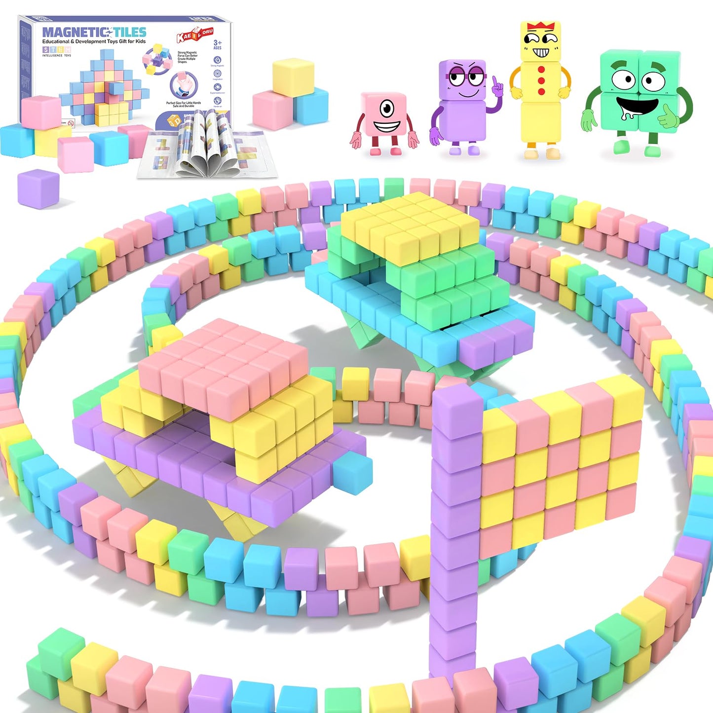 Kaeiloru 45Pcs Magnetic Blocks Building Cubes For Toddlers - Pastel Colors Magnetic Cubes Toys Classroom Must Have Stem Magnet B