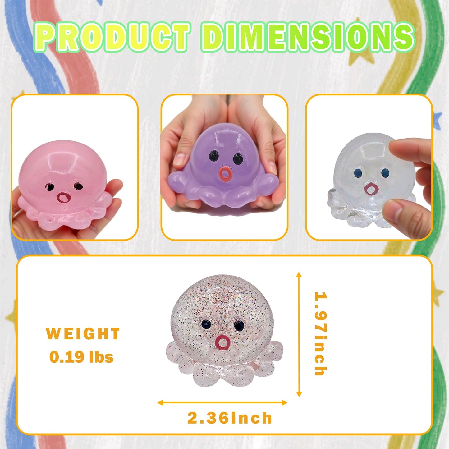 5 Pcs Taba Octopus Squishy for Kids mature-themeds  Big Squid Squishy Toys for Stress Relief  Super Soft Squeeze Fidget Toys
