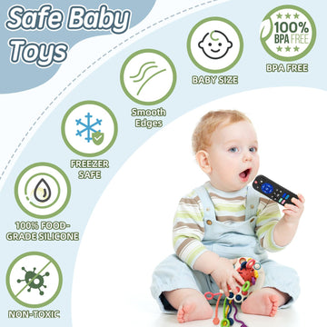 Aituitui Sensory Montessori Baby Teething Toys, Silicone Remote Control Teether Toddler Travel Toys For 3 6 9 12 Months, Educational Learning Toys For Infant Newborn Boy Girl Birthday Gifts