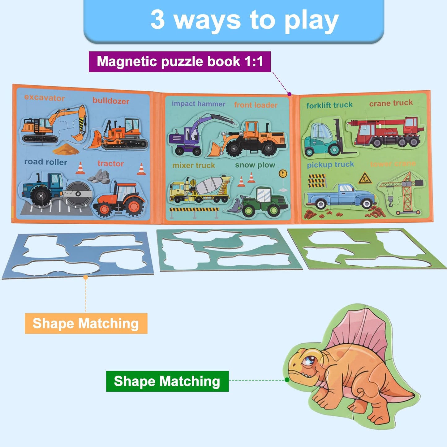 Astaron 3D Magnetic Dinosaur Puzzle With 80 Puffy Stickers For Toddlers, Dino Magnets For Toddlers 1-3 Preschool Education Learn