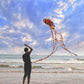 Kizh Kite Octopus Large Frameless Soft Parafoil Kites For Kids And Adults Easy Flyer Kite For Beach Park Garden Playground 150 Inchs Long Perfect Outdoor Fun(Orange)