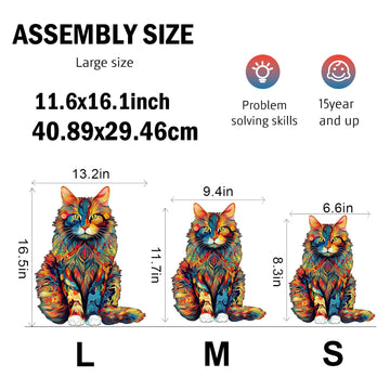 Jigfoxy Wooden Puzzle For Adults, Cat Wooden Jigsaw Puzzles For Adults, Unique Animal Shape Wood Cut Puzzles, Christmas Thanksgiving Gifts For Family Friend(S-8.3 * 6.6In-80Pcs)