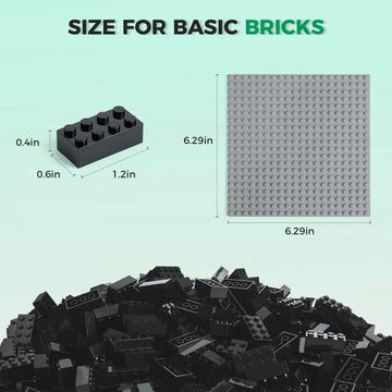 HUIZDQ 500 Piece Classic Building Bricks and 1 Gray Baseplate  2x4 Bricks Bulk Creative Building Toys  Blocks Bulk for Kids Ages 6+  Black