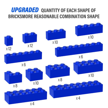 100 Piece Blue Bricks Bulk, 12 Size Blue Classic Building Blocks Bricks, Compatible With Lego Parts And Pieces(Color: Blue)