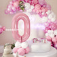 Rainbowq Party 0 Balloon Number 40 Inch For Boy Or Girl Big Pink 0-9 Foil Mylar Large 0 Number Balloon Happy 0Th Birthday Party