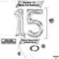 Giant, Silver 15 Balloons Number - 40 Inch | Number 15 Balloons, Happy 15Th Birthday Decorations For Girls | Silver 15 Number Balloon, 15 Birthday Decorations Boy | 15Th Birthday Decorations For Boys