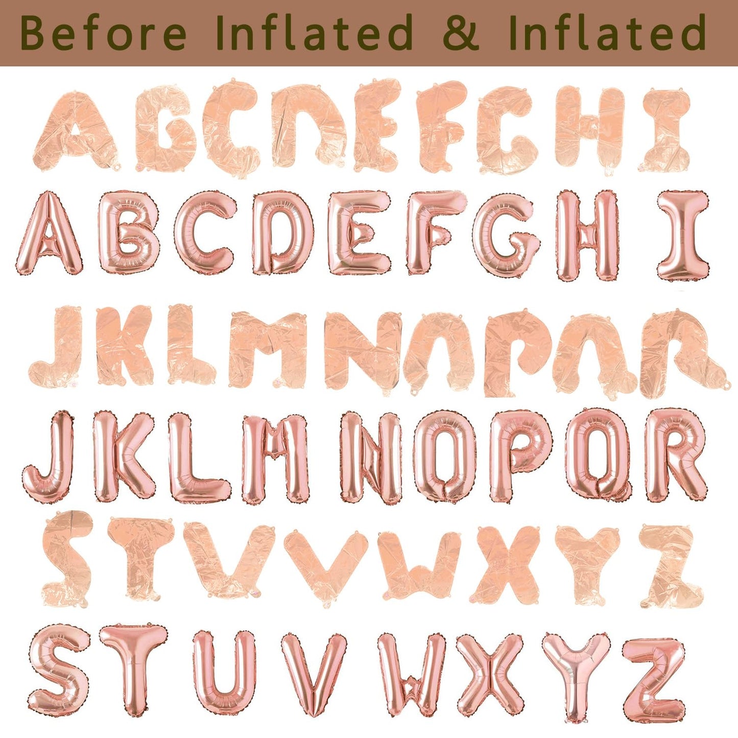 52Pcs Letter Balloons Rose Gold Balloon| Custom Alphabet Balloons Party Supplies For Birthday/Baby Shower| Personalized Phrase/W