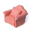 Dollhouse Couch With Pillow 1 12 Scale Miniature Sofa Arm Chair Living Room Furniture Wooden Fabric Frame Single Reading Chair Artificial House Room Scene Decoration (Stripe)