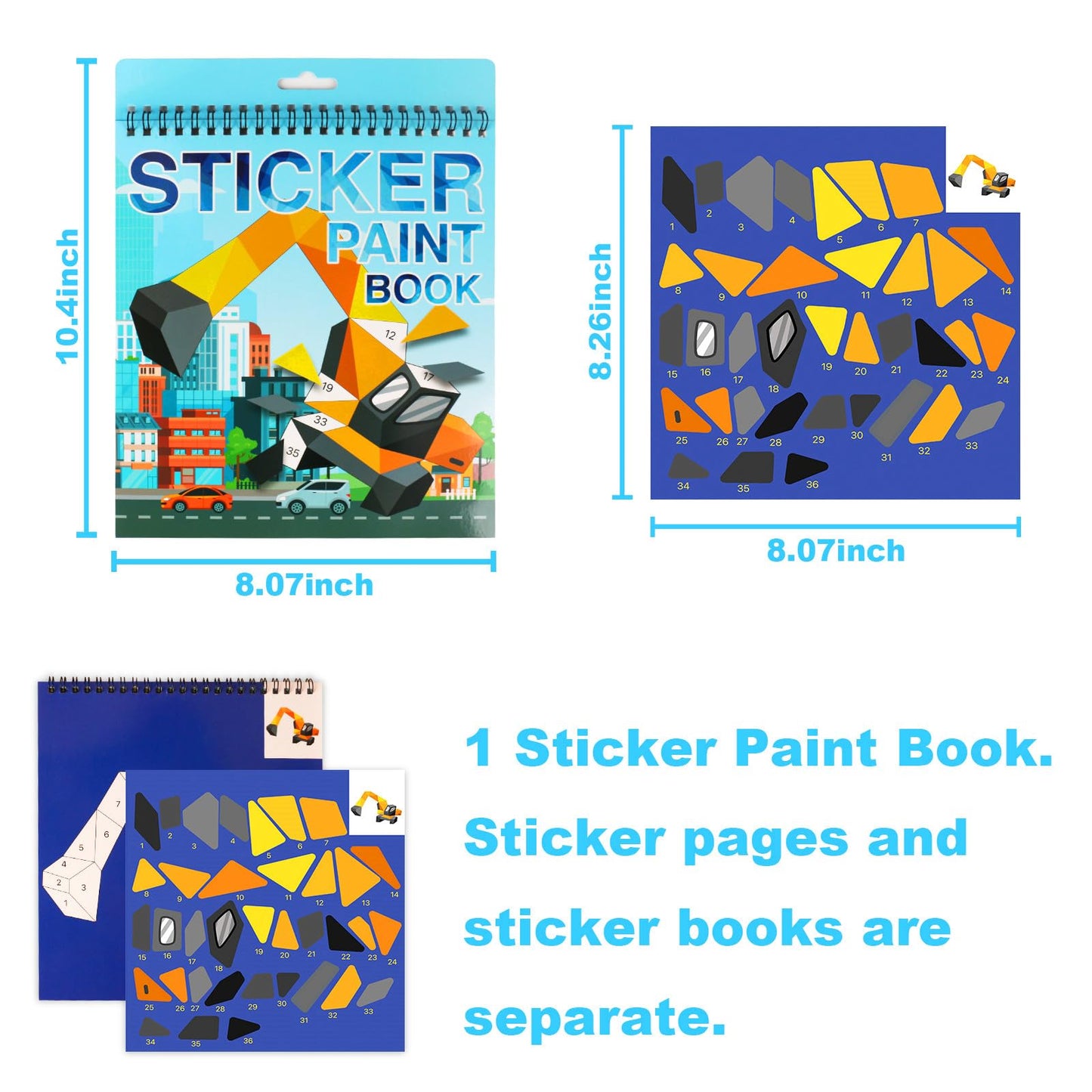 Sticker Paint Books For Kids Ages 4-8 Sticker Number Puzzle Vehicles Sticker Activity Book For Kids Ages 3 4 5 6 7 8 Birthday Party Favors Plane Car Travel Toys(Vehicles)