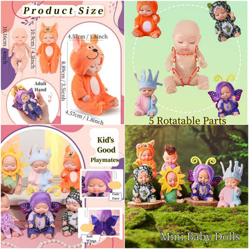 Tisden 4 Inch Mini Baby Dolls 6Pcs Set Cute Realistic Baby Dolls Toys With Handmade Doll Clothes For Suitability Kids 3 And Up F