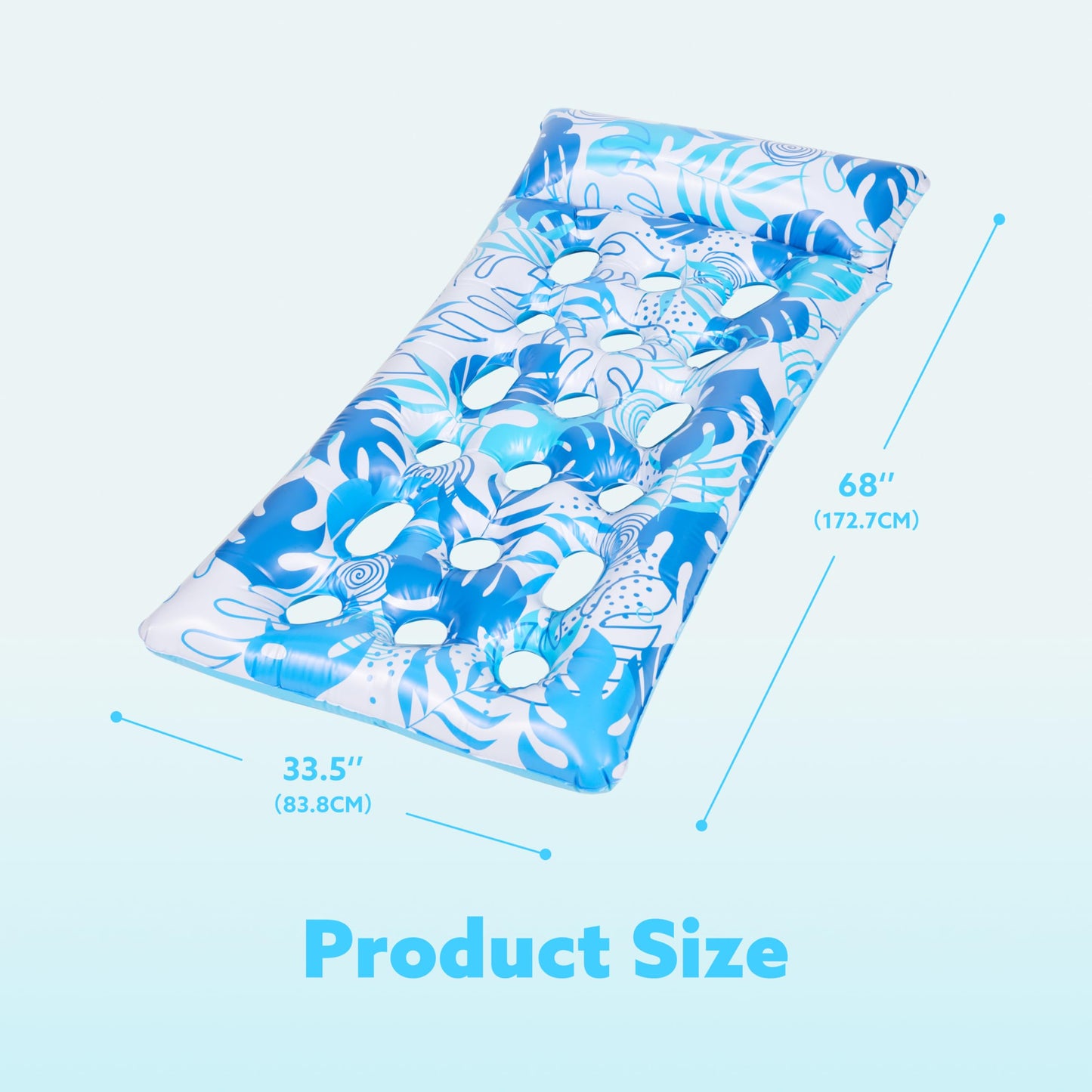Sloosh 2-Pack Inflatable Pool Floats Mat - Xl Floaties Adults Size With Headrest, Sun Tanning Raft Lake Beach Swimming Party Poo