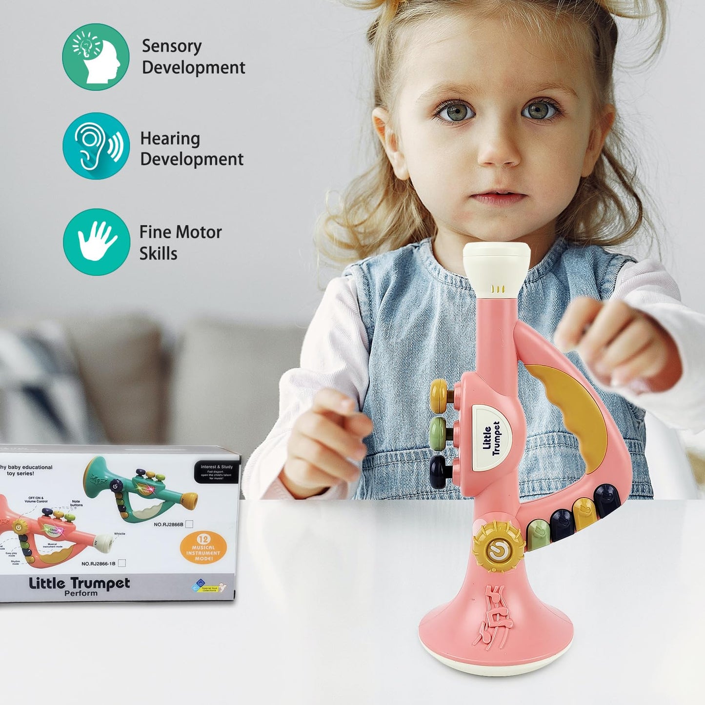 Iiromeci Musical Toys For Kids, Little Trumpet Toy For Toddlers, Blow Horn Baby Educational Toys, Infants Music Toy For Girls Bo