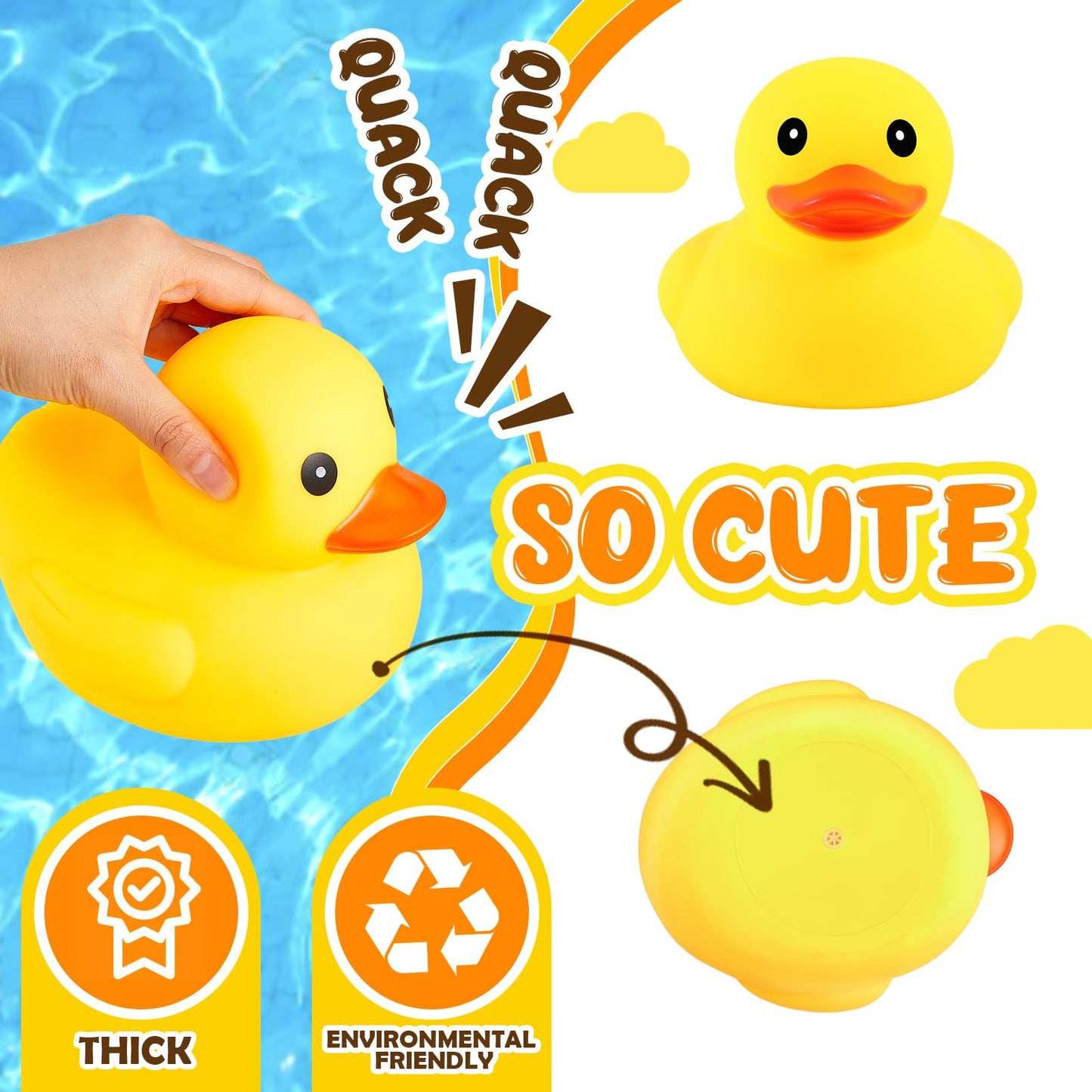 Deekin 6 Pcs Large Yellow Rubber Ducks Bulk Large Duck Bath Toy Squeak Rubber Bathtub Floating Bath For Birthday Party Decoratio