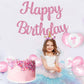 Beishida Pink Happy Birthday Banner - No Diy,10Feet,Pre-Strung-Glitter Happy Birthday Sign, Happy Birthday Garland,Happy Birthda