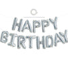 Toniful Laser Silver Happy Birthday Balloon Banner 16 Inch Mylar Foil Letters Birthday Sign Bunting Reusable For Girls Boys Kids
