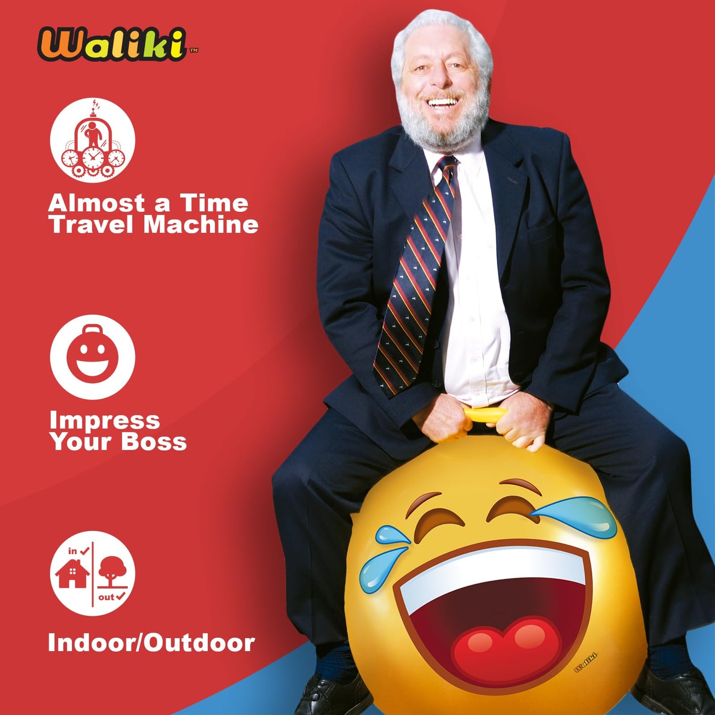 WALIKI Adult Size Hopper Ball | 29"/75CM Hippity Hop Bouncy Ball | Emoji 2 Design for Ages 16-101