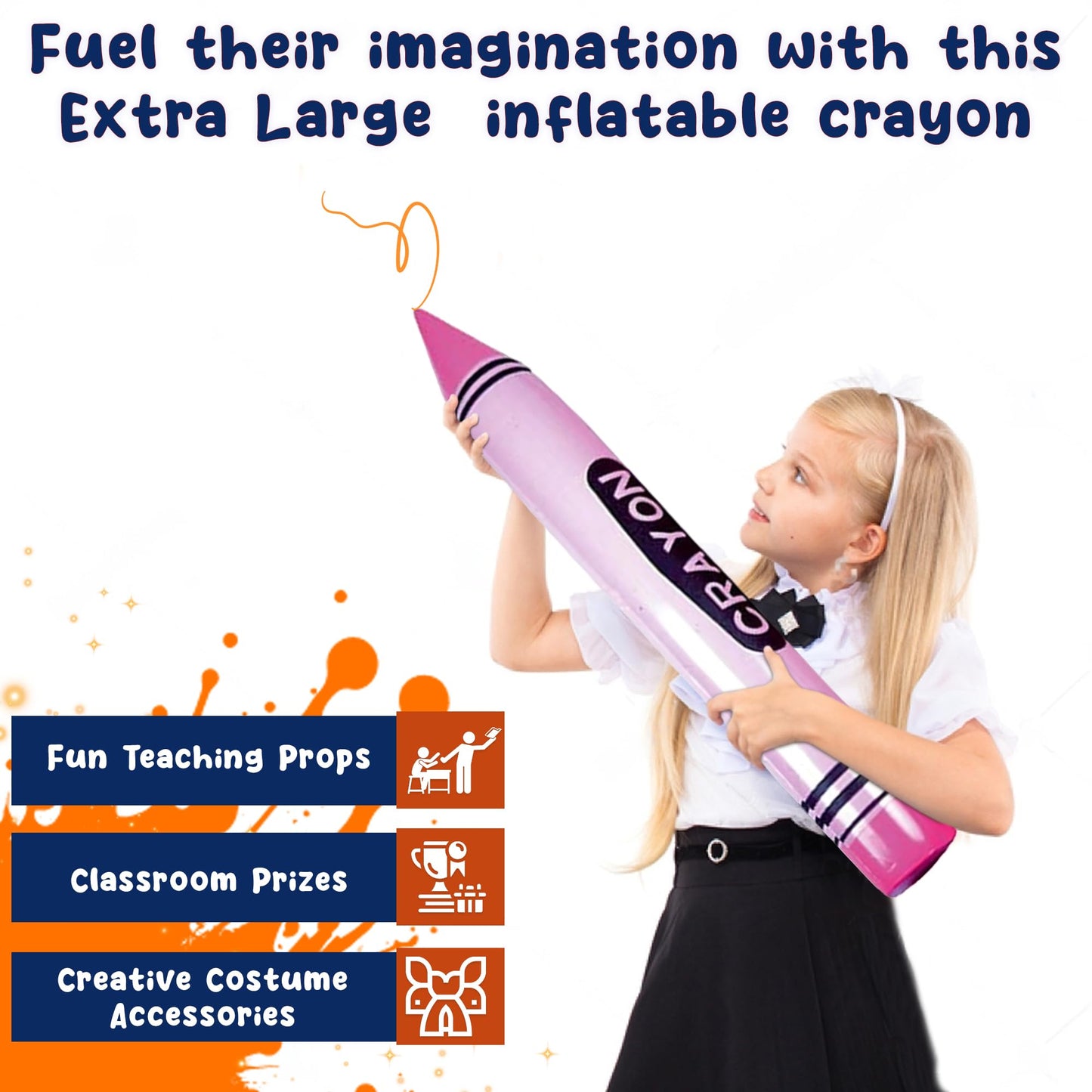 Forest & Twelfth Extra Large Inflatable Crayons - 24 inch Blow-Up Crayon Set - Perfect for Decorating Your Childs Room or Classr