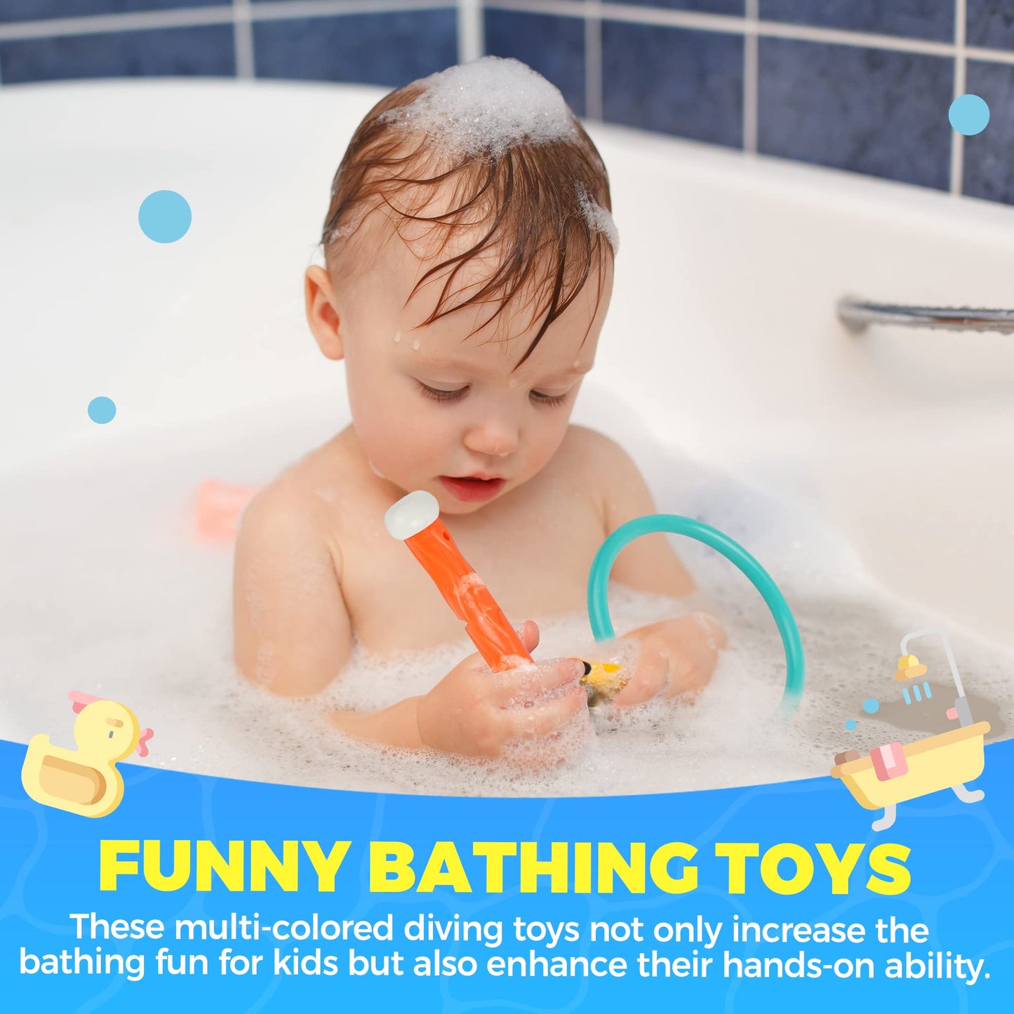 Bellochiddo Pool Diving Toys - Underwater Swimming Pool Toys For Kids Ages 4-8 - Training Pool Diving Rings And Diving Sticks Gi