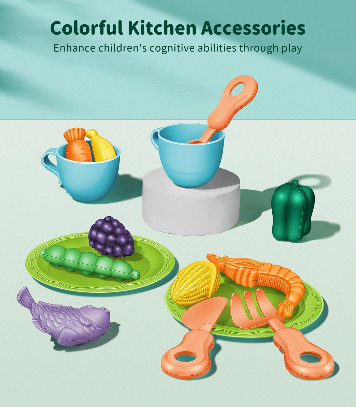 Geyiie Mini Toddler Sink Toy, Play Sink with Running Water, Automatic Water Cycle System and 13Pcs Rich Kitchen Accessories, Kid