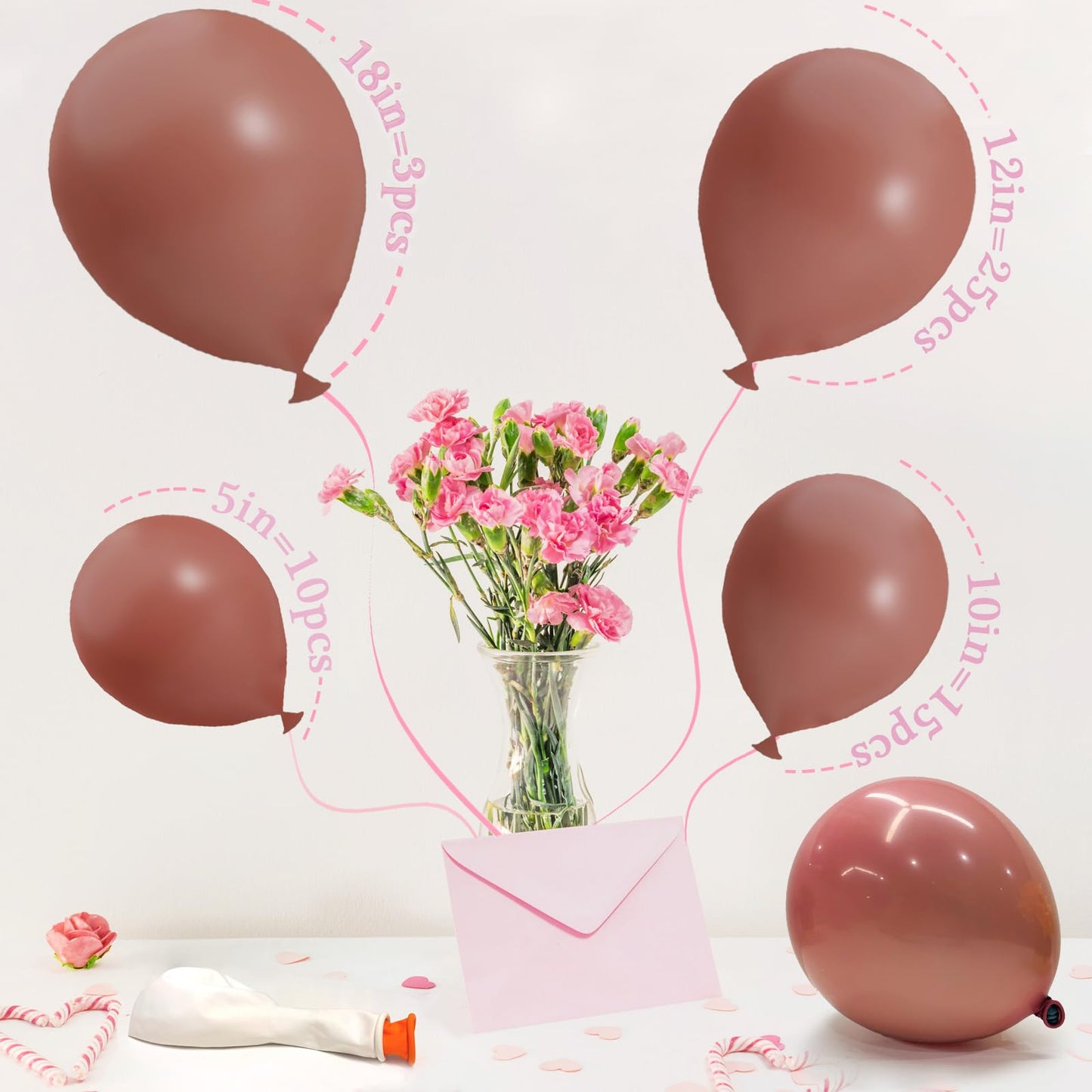 Double Stuffed Dusty Pink Balloon Arch, Double Pink Balloons Different Sizes 18/12/10/5 Inch,Pastel Blush Pink Balloons Garland