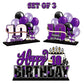 Lingteer Happy 10Th Birthday Purple Acrylic Table Topper Centerpieces Set - Cheers To Ten Years Old Birthday 10Th Bday Party Gift Decorations.