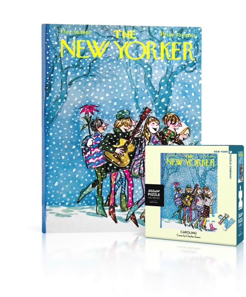 New York Puzzle Company - New Yorker Caroling Mini - 100 Piece Jigsaw Puzzle For Family Game Nights By Charles Saxon