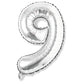 Flyloons 9 number Silver Foil Balloon 16 inch Size Birthday Decoration Items Pack of 1 | 9th Year Balloons | Nine