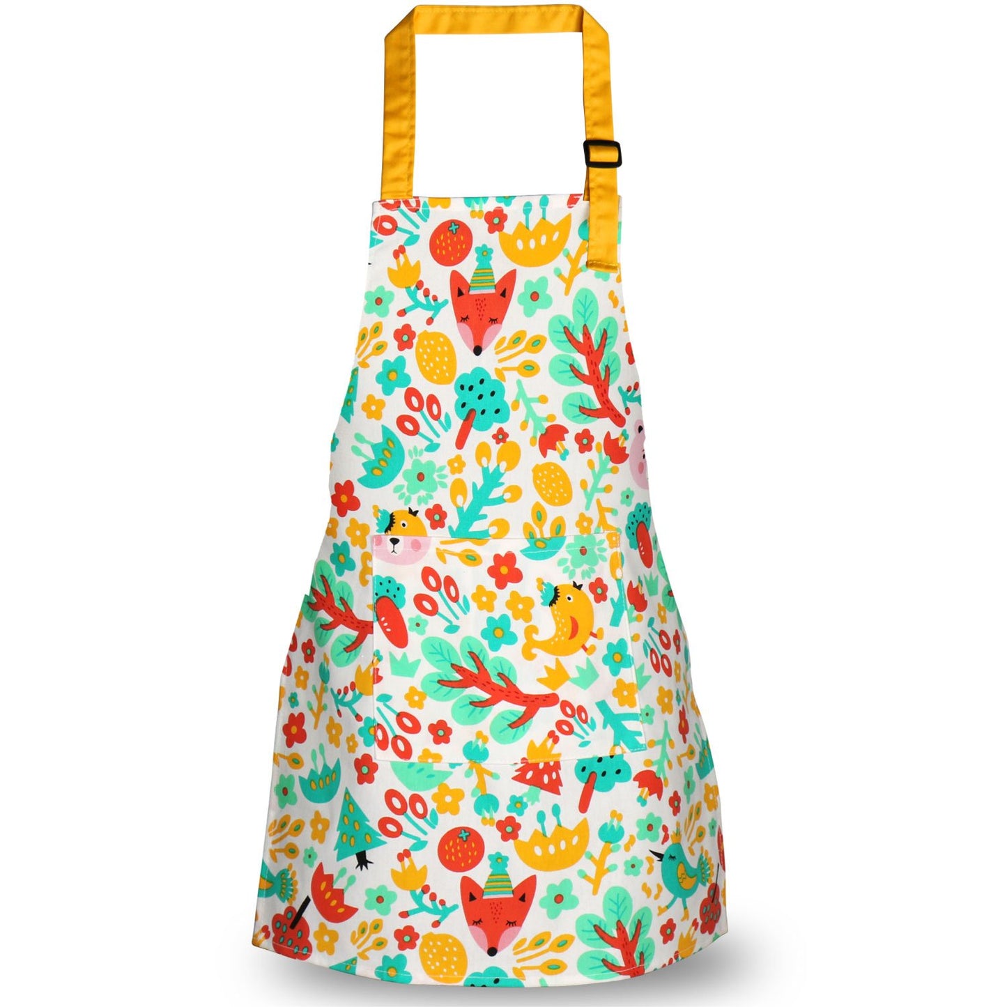 Children Cooking Aprons, Pure Cotton Canvas Children Kids Aprons With Adjustable Neck Strap And Pocket Cute Child Chef Aprons For Boys And Girls In 2 Sizes (White 1, L)