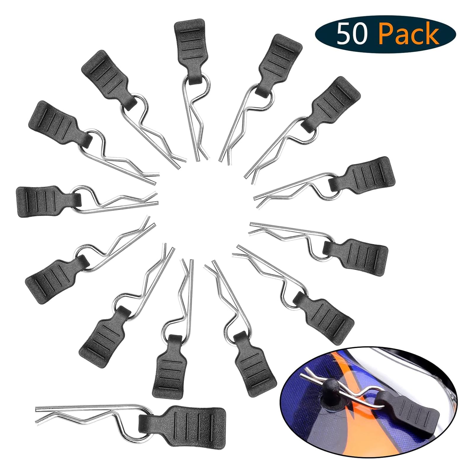 Allinrc 50Pcs Rc Clips Rc Body Clips With Pull Tabs For All 1/16 1/18 Traxxas Redcat Tamiya Team Associated Axial Scx24 Rc Car S