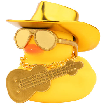 Wonuu Cowboy Hat Car Rubber Ducks, Dashboard Decorations Rubber Ducky For Car Ornament Cute Duck With Hat, Glasses, Necklace, Mi
