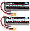 HRB 2 Packs 4S 3300mAh 14.8V Lipo RC Battery 60C Pack with XT60 Plug Compatible with RC Airplane RC Helicopter RC Car RC Truck R
