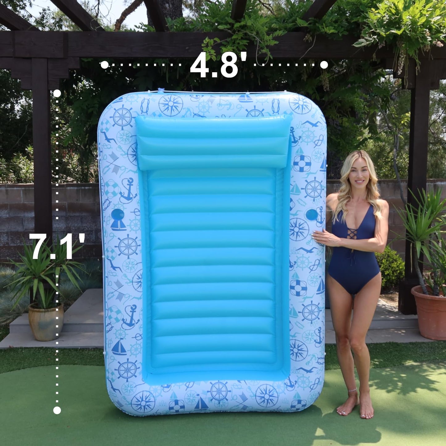 Xl Inflatable Tanning Pool Lounge - Electric Pump Included - 85    X 58    - Sunbathing Suntanning (Extra Large)
