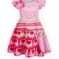 Wonderbabe Girls Costume Kids Pink Hearts Princess Dress Cosplay Birthday Movie Outfit Size 7-8 Years