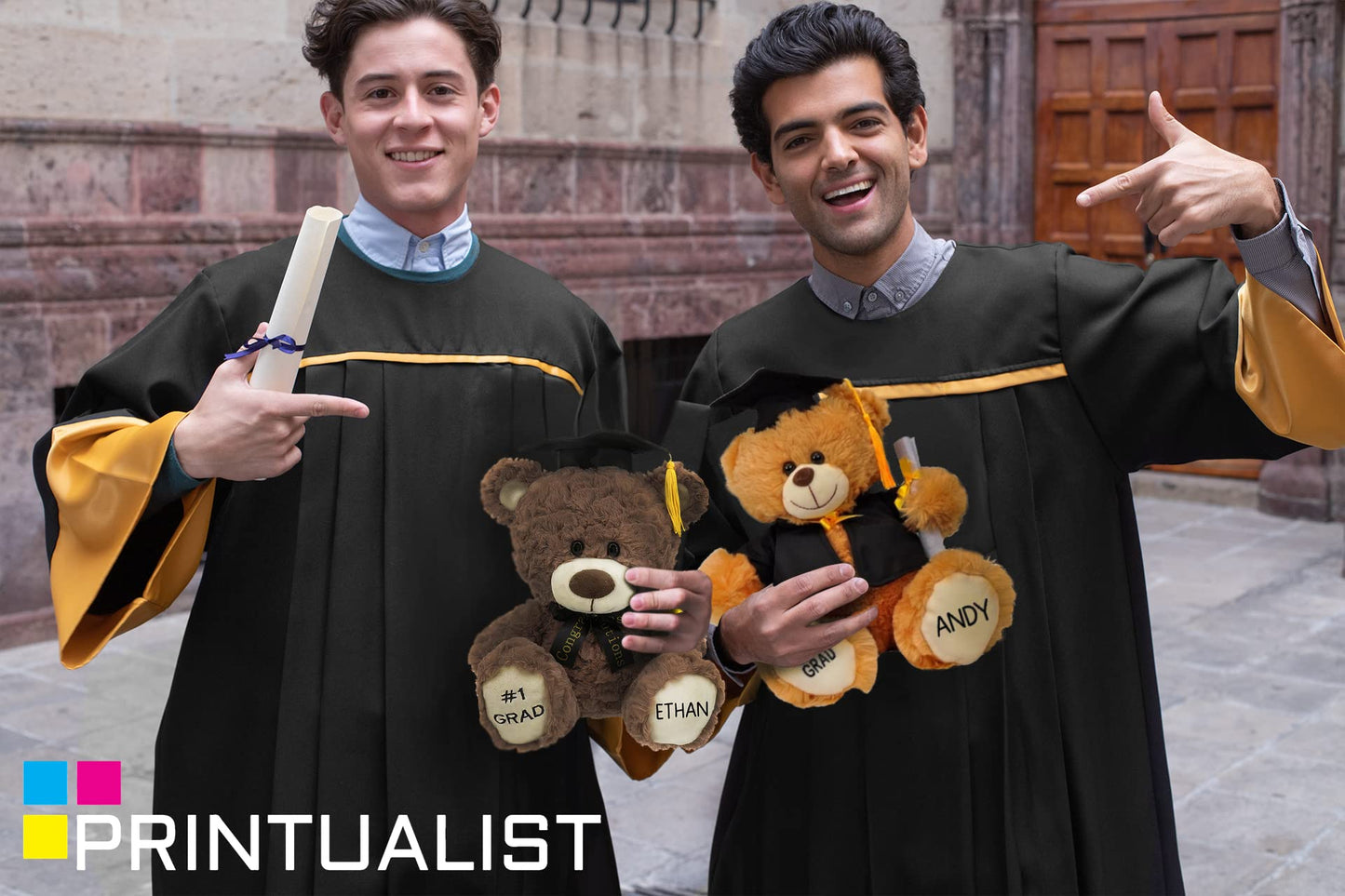 Personalized Graduation Teddy Bear Gifts 2025 for Her, for College, High School, 12 Inch - Cute Custom White Bear with Your Name