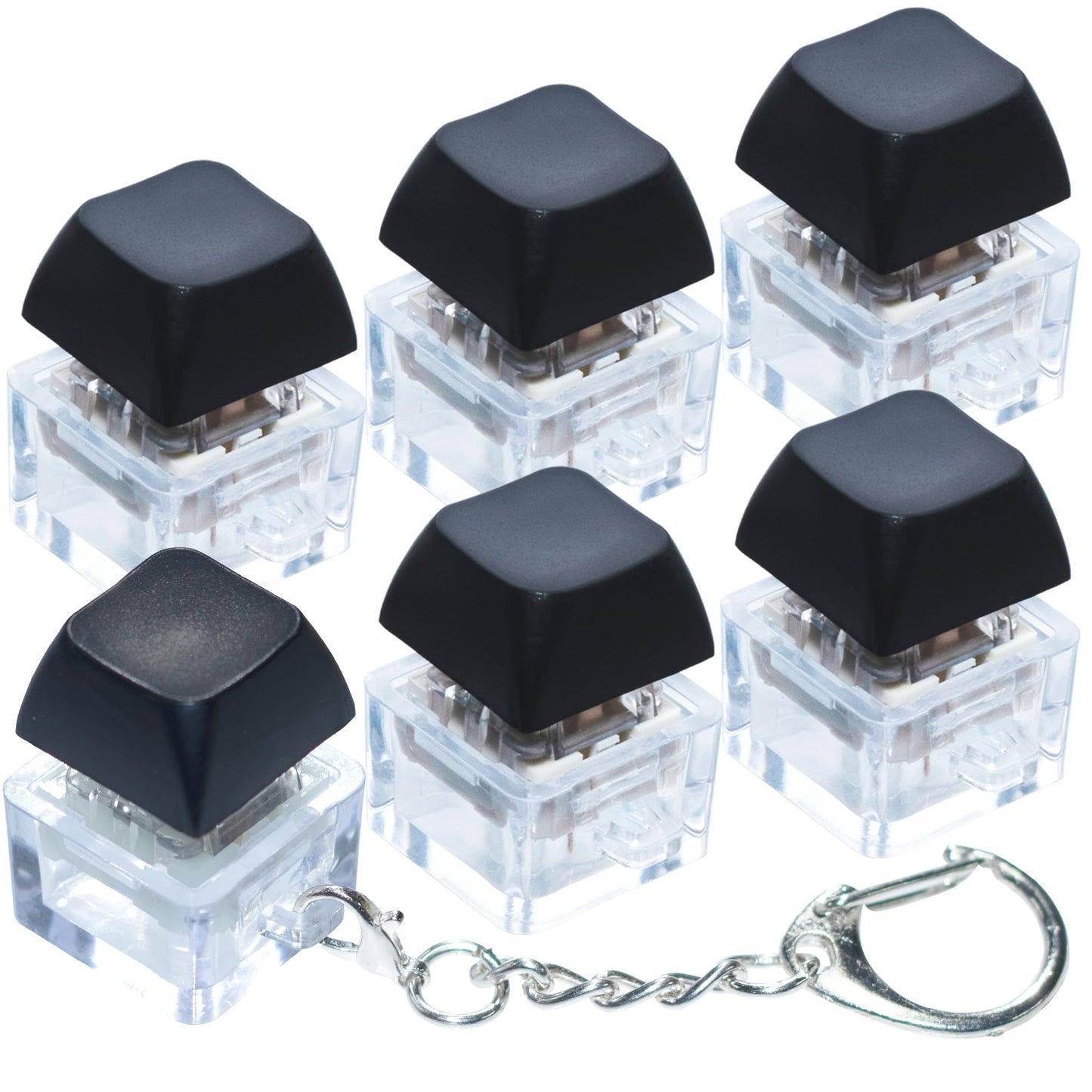 6 Pack Keyboard Fidget Toy  Keyboard Fidget Keychain Keyboard Decompression Button Finger Clicker Toys  Button Stress Relief Fidget Gifts for mature-themed to Relief Stress (Black)