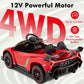 INFANS 2 Seater Kids Ride on Car, 12V 4WD Licensed Lamborghini Veneno Powered Electric Vehicle with Hydraulic Doors, Rocking Mod